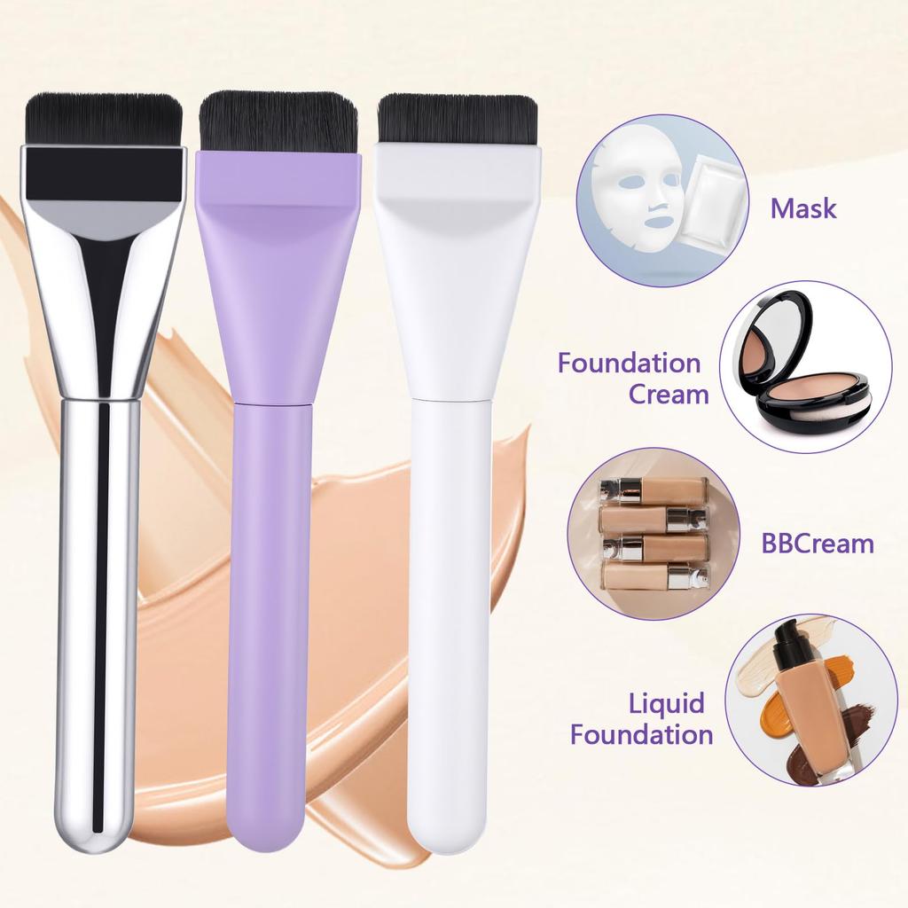 3 Stück Flacher Foundationpinsel, Spatelpinsel Make-up Gesichtsmaskenpinsel, Blenderpinsel Werkzeug für Applikator Gesichtscreme Puder Concealer