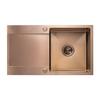 Single Bowl Stainless Steel Sink with Drainer and Siphon Copper Marmara