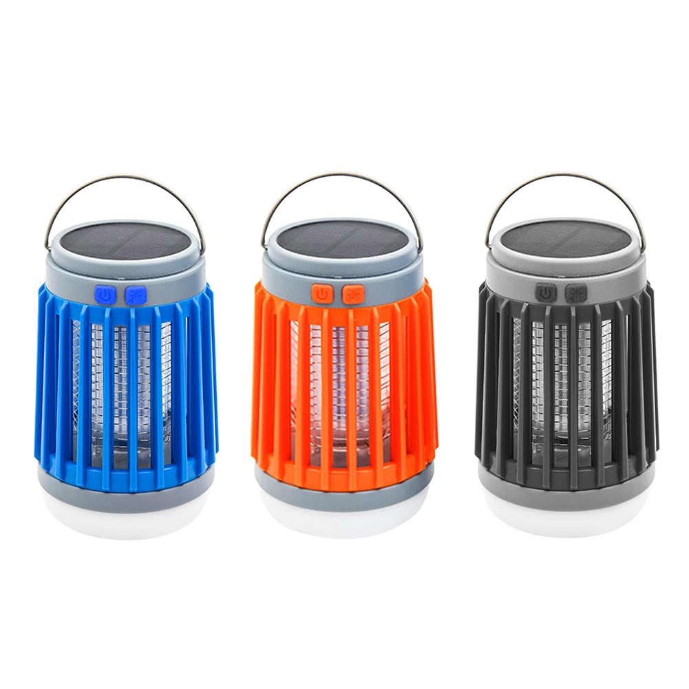 Solar Powered Shock Mosquito Killer USB Charging Fly Swatter Zapper 4 Lighting Modes Light Last Up To 20H for Home Office