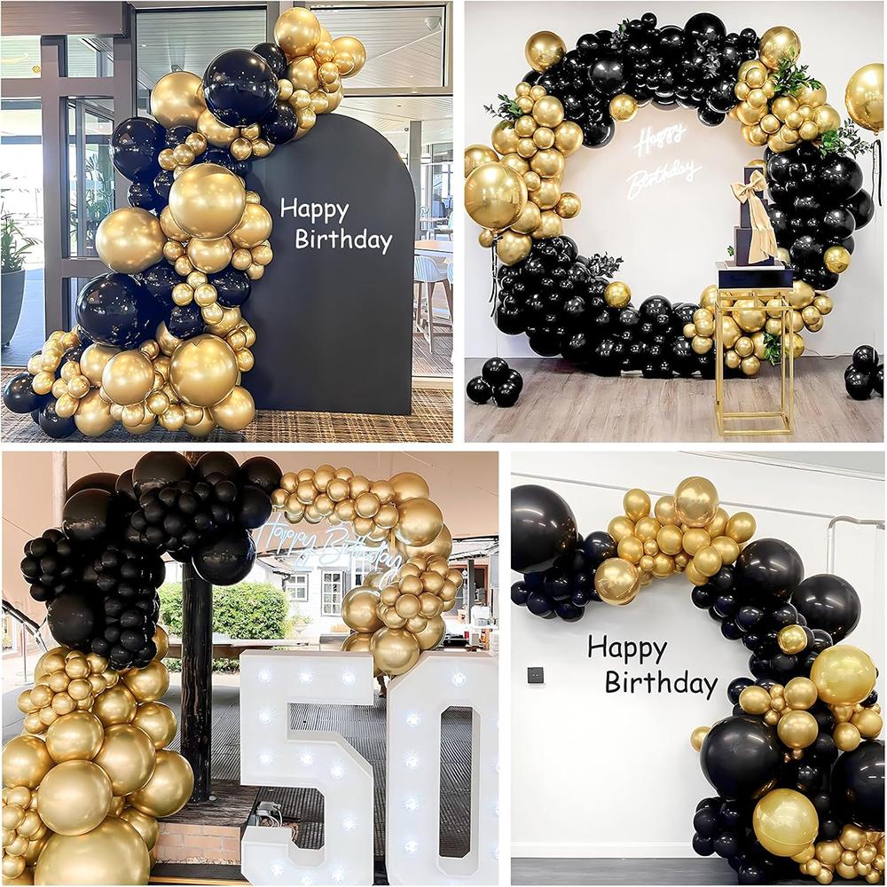 New Year Theme Decor Balloons Garland Black Gold Ballon Arch Kit Graduation Birthday Party Baby Shower Wedding Decoration Globos