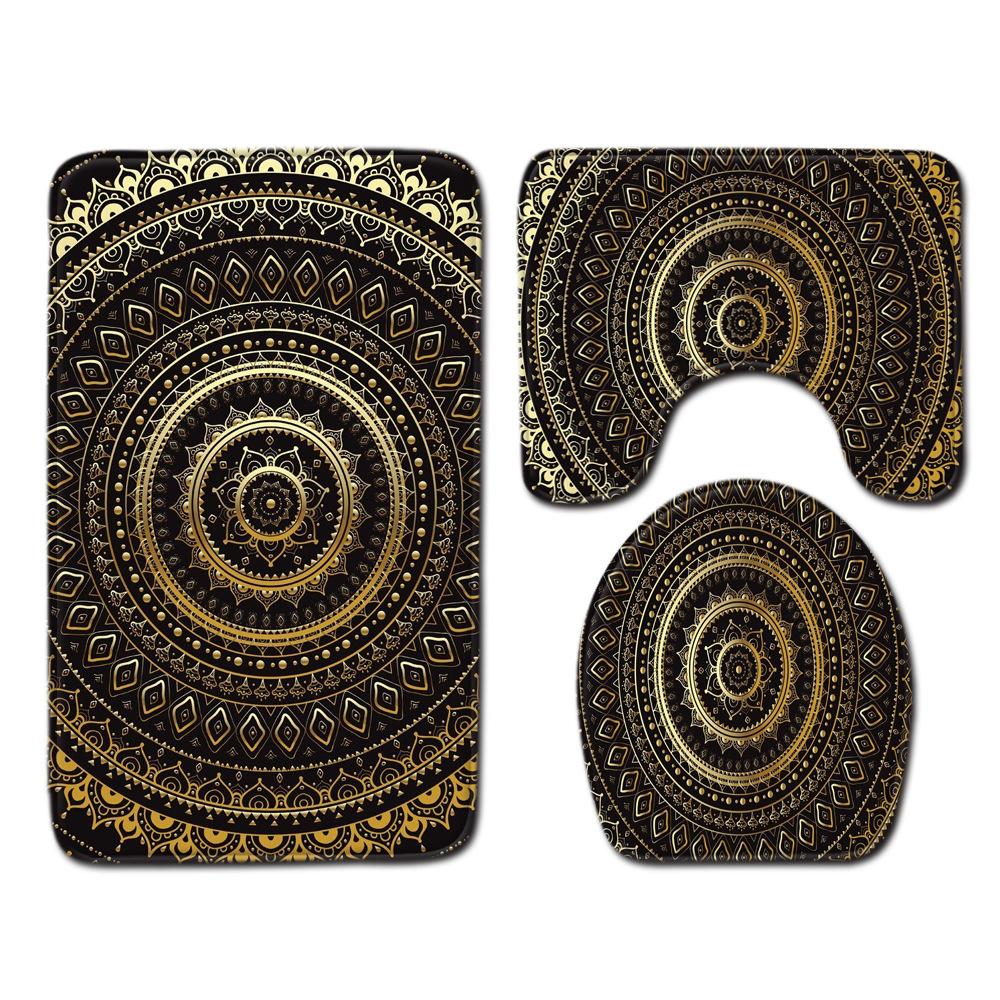 

Creative Retro Bathroom Toilet Three-Piece Floor Mat Combination Set Household Door Mat Kitchen Absorbent Non-Slip Carpet 45cmx75cm