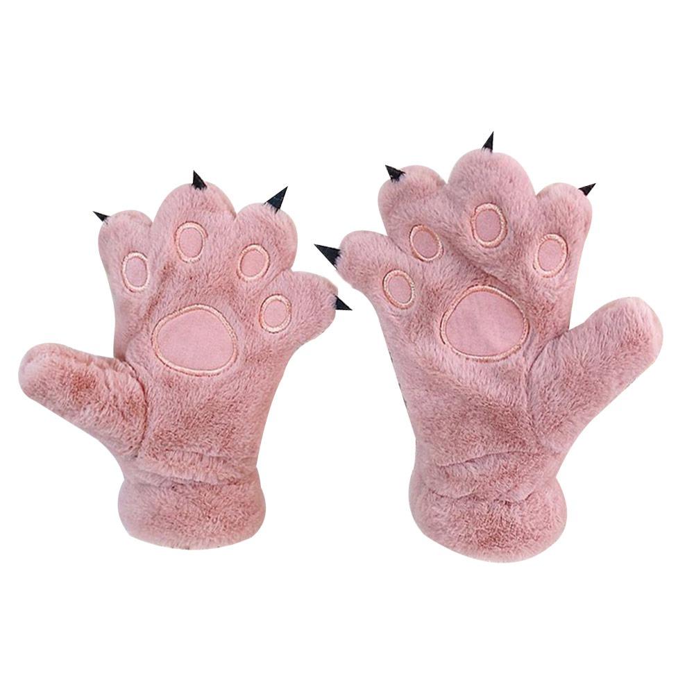 Bear Paw Furry Mittens Plush Animal Gloves Fashion Women Winter Gloves Cosplay