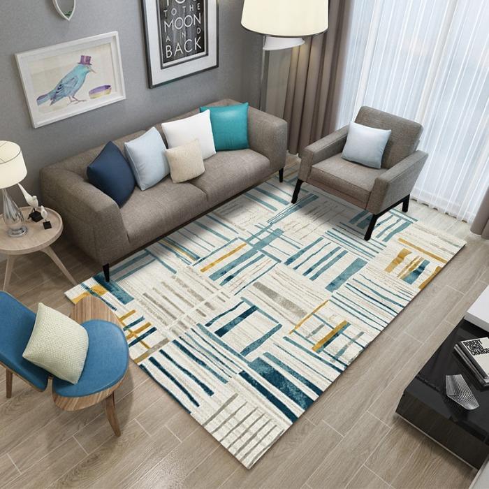 Modern Splicing Living Room Bedroom Bed Carpet Geometric Coffee Table Dressing Room Carpet