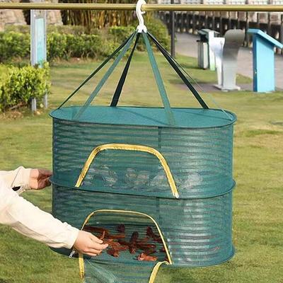 1/2/3 Layer Hanging Mesh Drying Basket U-shaped Zipper Design Food Fish Clothes Hanging Drying Net Outdoor Foldable Hanging Mesh Dryer
