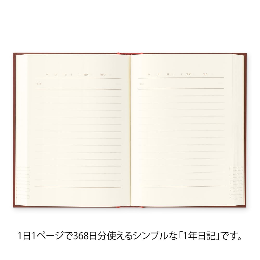 Midori One Page Per Western 12714006 Diary, Day, Style, Red,