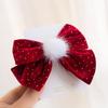 Little Girl Burgundy Bow Tang Suit New Year Hair Clip