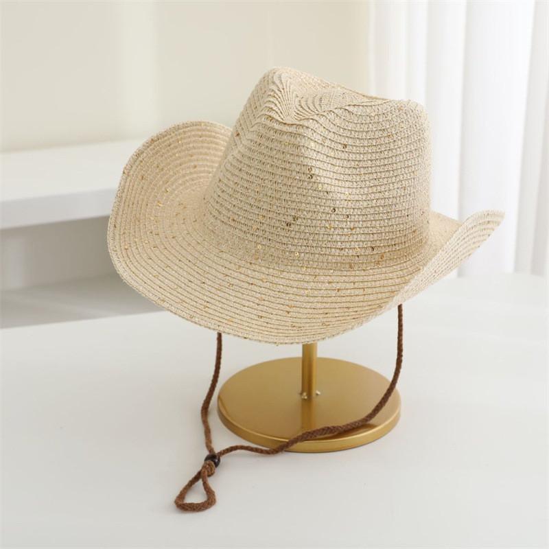Cowboy Straw Hat With Wide Brim For Summer Outdoor Sunshade And Casual Wear