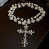 Simple ins style pearl snake chain round bead adjustable necklace Internet celebrity temperament collarbone chain fashion light luxury necklace women