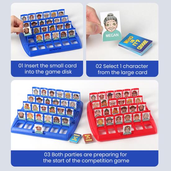 Who Is It Board Game Kids Adults Family Night Classic Guessing Game Portable Travel 2 Players Interactive Tabletop Game Educational Toy