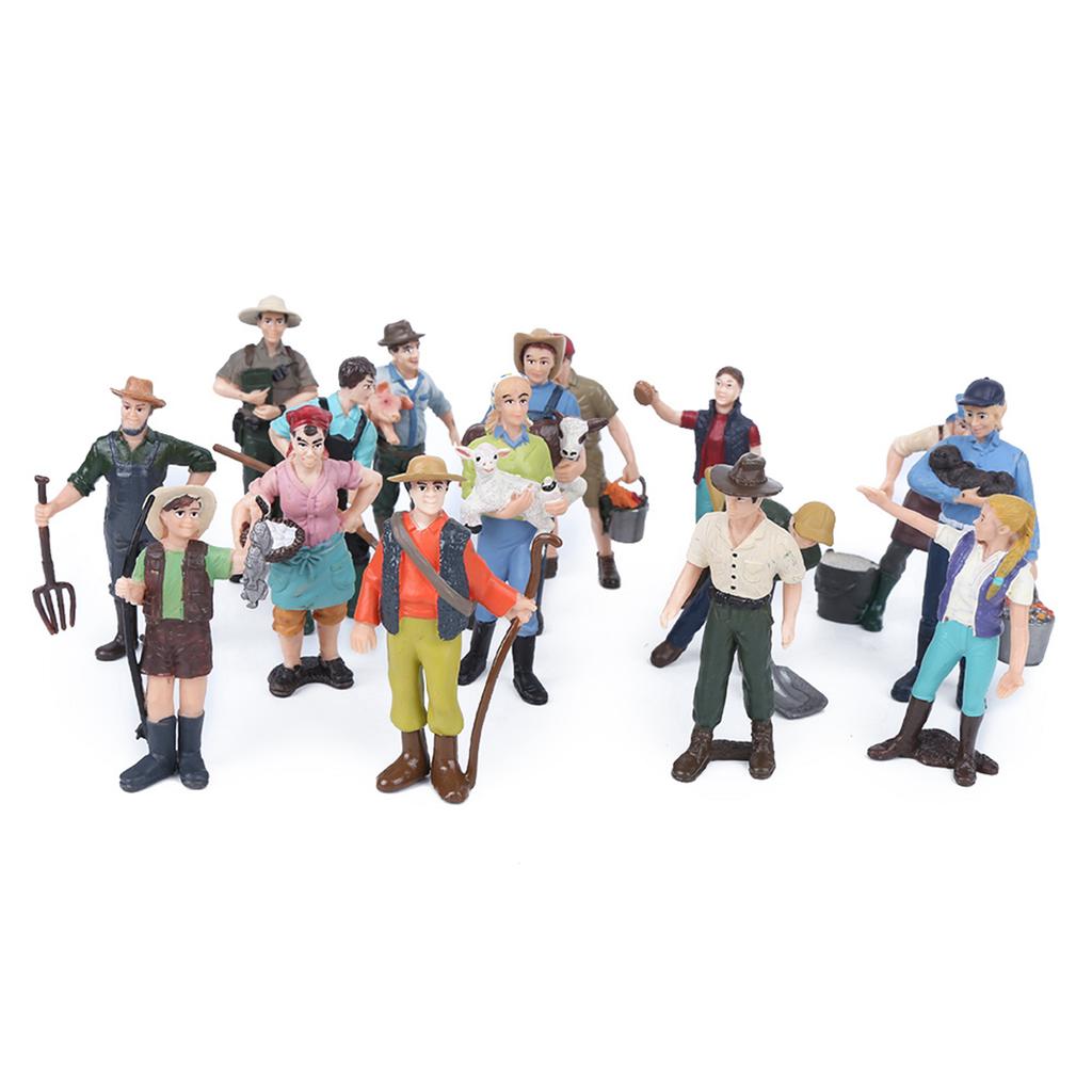 16pcs Simulation Farm Character Model Set Farmer Miniature Toy Figure Educational Toys