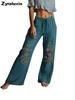 Fashion New Printed Wide Leg Pants with Belt Loop