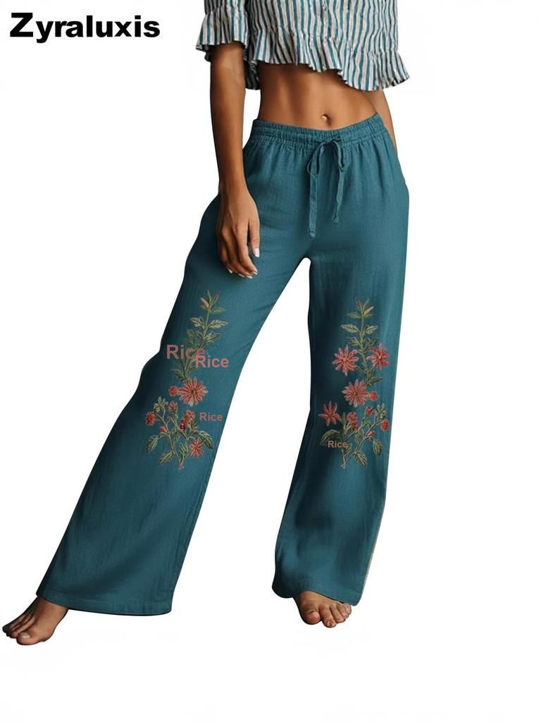 Fashion New Printed Wide Leg Pants with Belt Loop