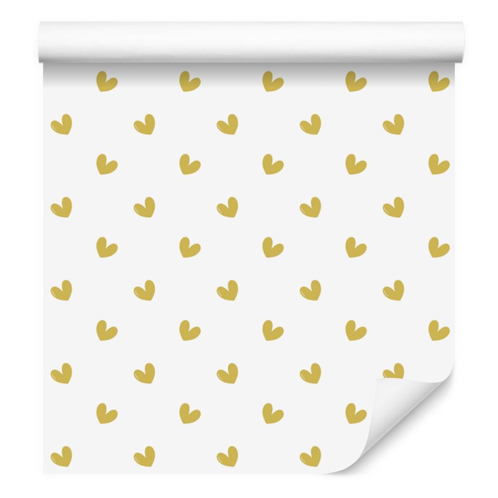 Heart Wallpaper White, Cream and Yellow 50x1000