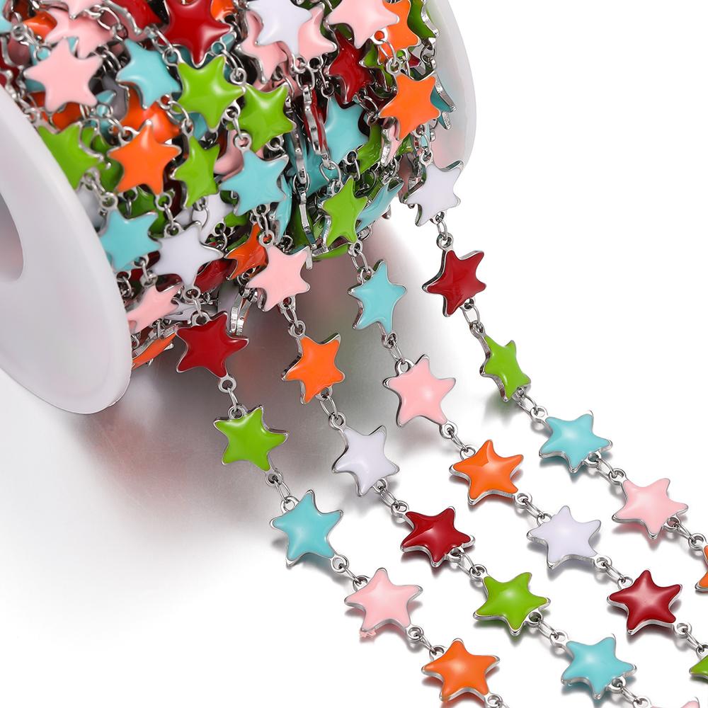 0.5m Colored Stainless Steel Enamel Chains Ocean Style Handmade Chains for DIY Bracelet Waist Chain Jewelry Making Chain