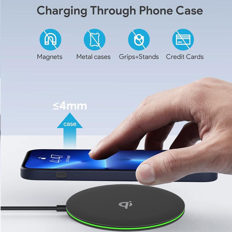 LED Light Qi 15W Wireless Charger Station Phone Charge Pad Stand For iPhone 16 15 14 13 12 Pro Max AirPods 4/3 Pro Fast Charging