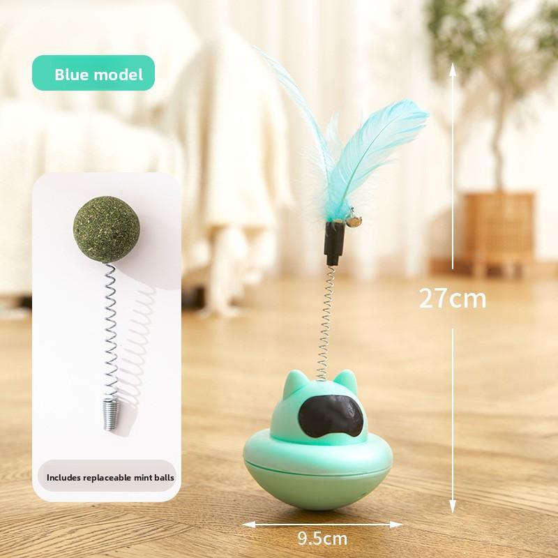 New Suction Cup Cat Toy - Standing Figure Toy with Feathers - Cat Self-amusement Toy for Relieving Boredom - Lazy Person's Cat Toy
