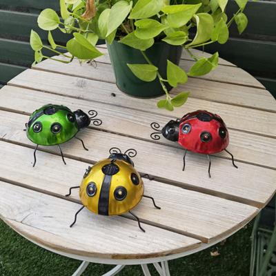 Ladybug Garden Statue Light Solar Power Outdoor LED Decorative Lamp Wrought Iron Landscape