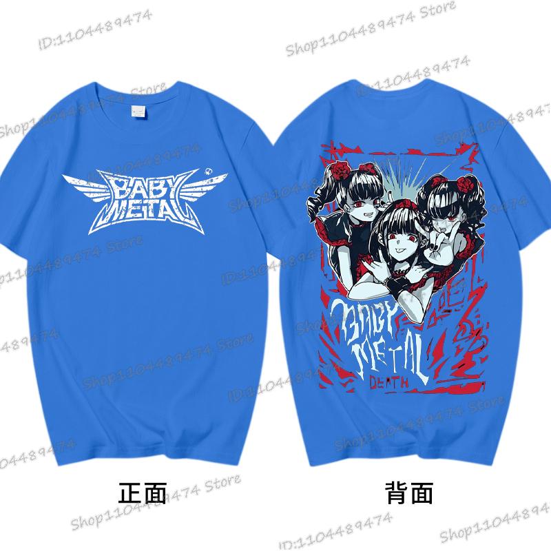 Men Japanese Band Babymetal Shirt Short Sleeve Cotton Casual Print Streetwear Hip Hop Round Neck Rock Roll Singer T-shirts