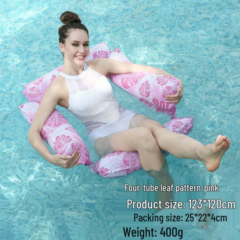 Inflatable PVC Float Recliner: Foldable Striped Swimming Bed