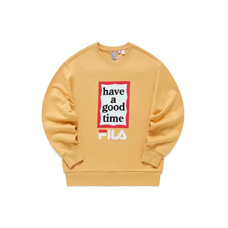 Коллекция FILA Have A Good Time Толстовки Унисекс Лунный Желтый С круглым вырезом Средний Обычный F11U149204F-YE XL