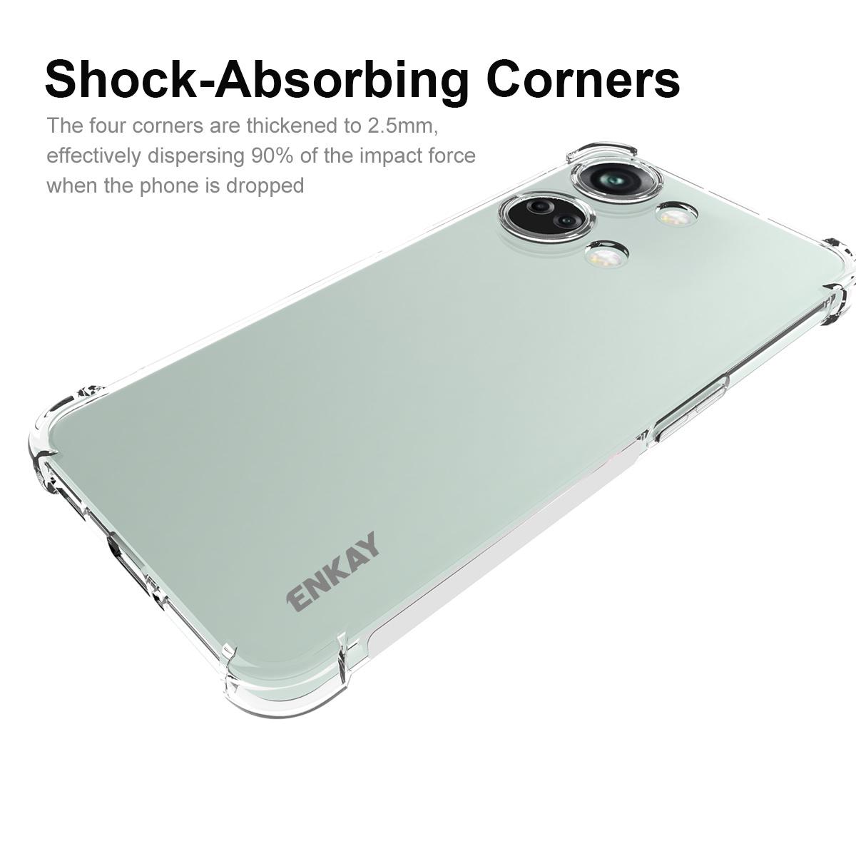 

ENKAY HAT PRINCE For OnePlus Ace 2V/Nord 3 5G Clear TPU Case Phone Cover with High Aluminium-silicon Glass Screen Film A