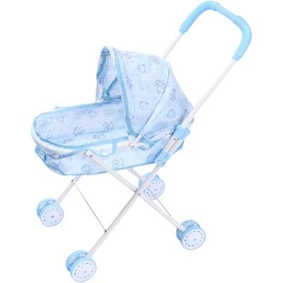 Meruchan Doll Stroller Toy Blue Bear for Kids Role Play Pretend Play Trolley