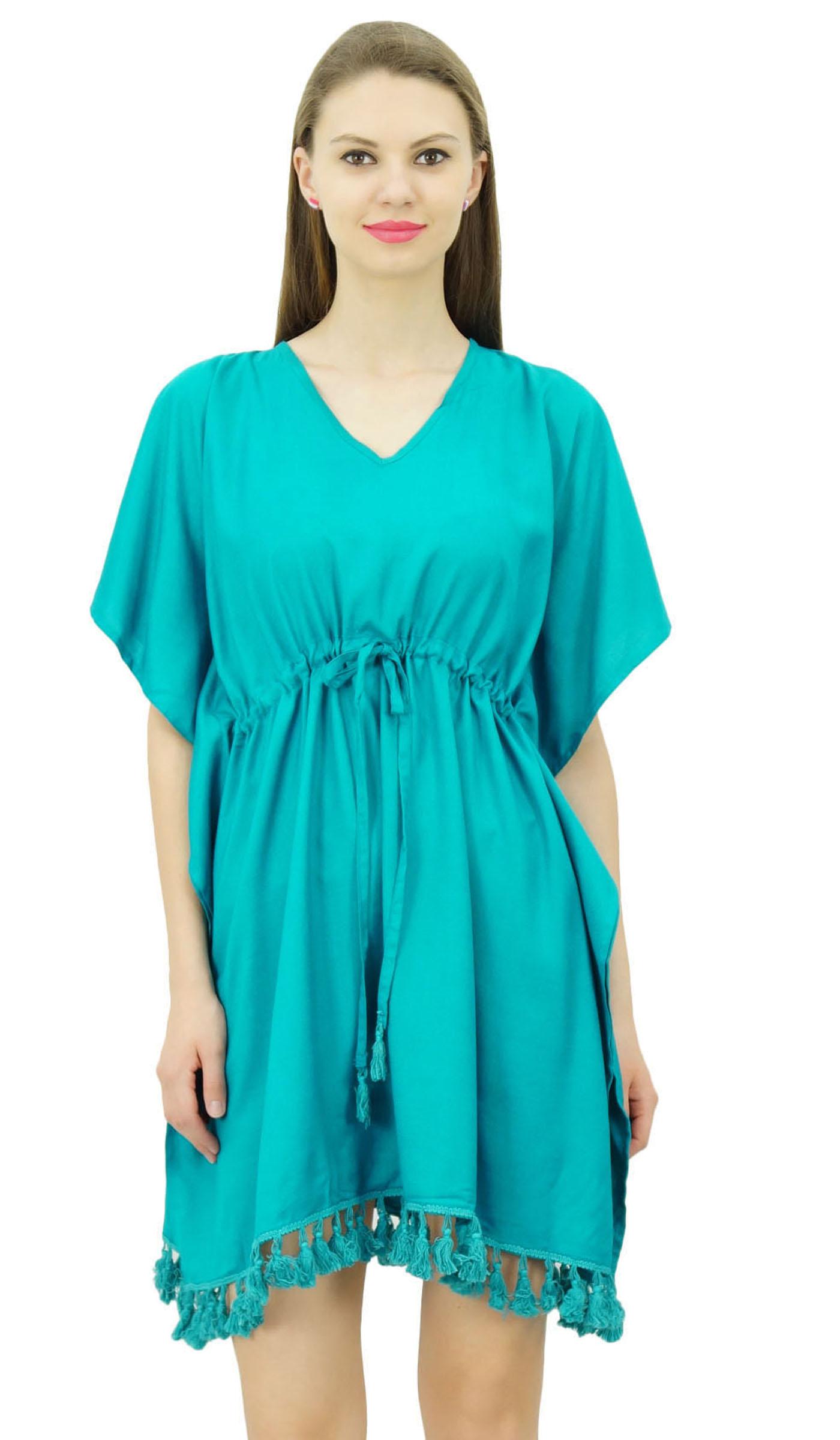 

Bimba Жіночий кафтан з китицями з V-подібним вирізом і короткими шнурками на талії Кафтан для пляжного одягу 8 чирковий