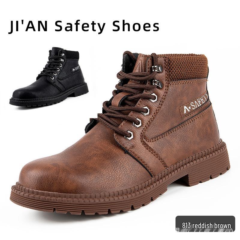 Temu Men's Lightweight Anti-Smash High-Top Slip-On Safety Shoes