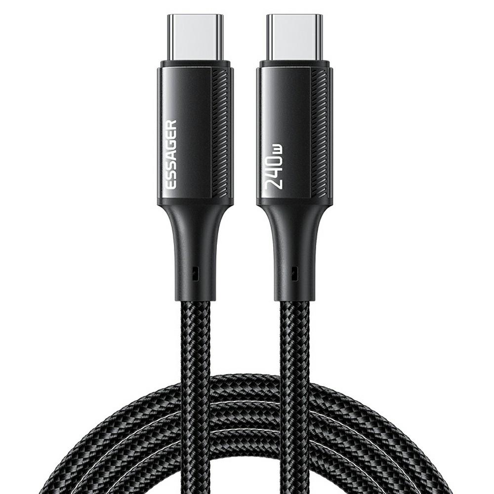ESSAGER 2m Type-C to Type-C PD 240W Data Cable Braided Phone Laptop Fast Charging Cord A