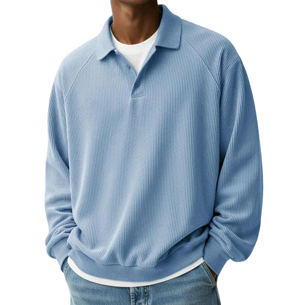 Men's Sweatshirt Basic Quarter Button Pullover Casual Long Sleeve Top For Fall Winter