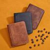 Men’s Vintage Bifold Wallet Oil Wax PU Leather Short Wallet Multi Card Holder ID Window Slim Pocket Wallet for Men