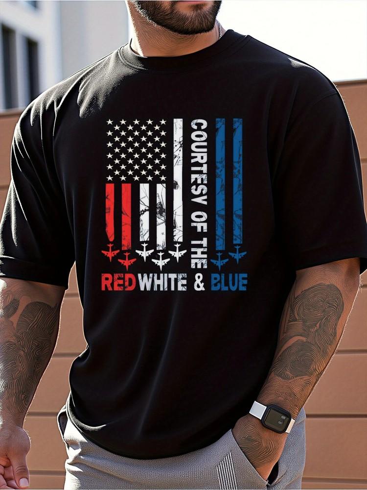 

Men039;s Patriotic USA Flag Print T-Shirt100% Cotton Loose Fit Casual Tee with R Unisex T-Shirt L