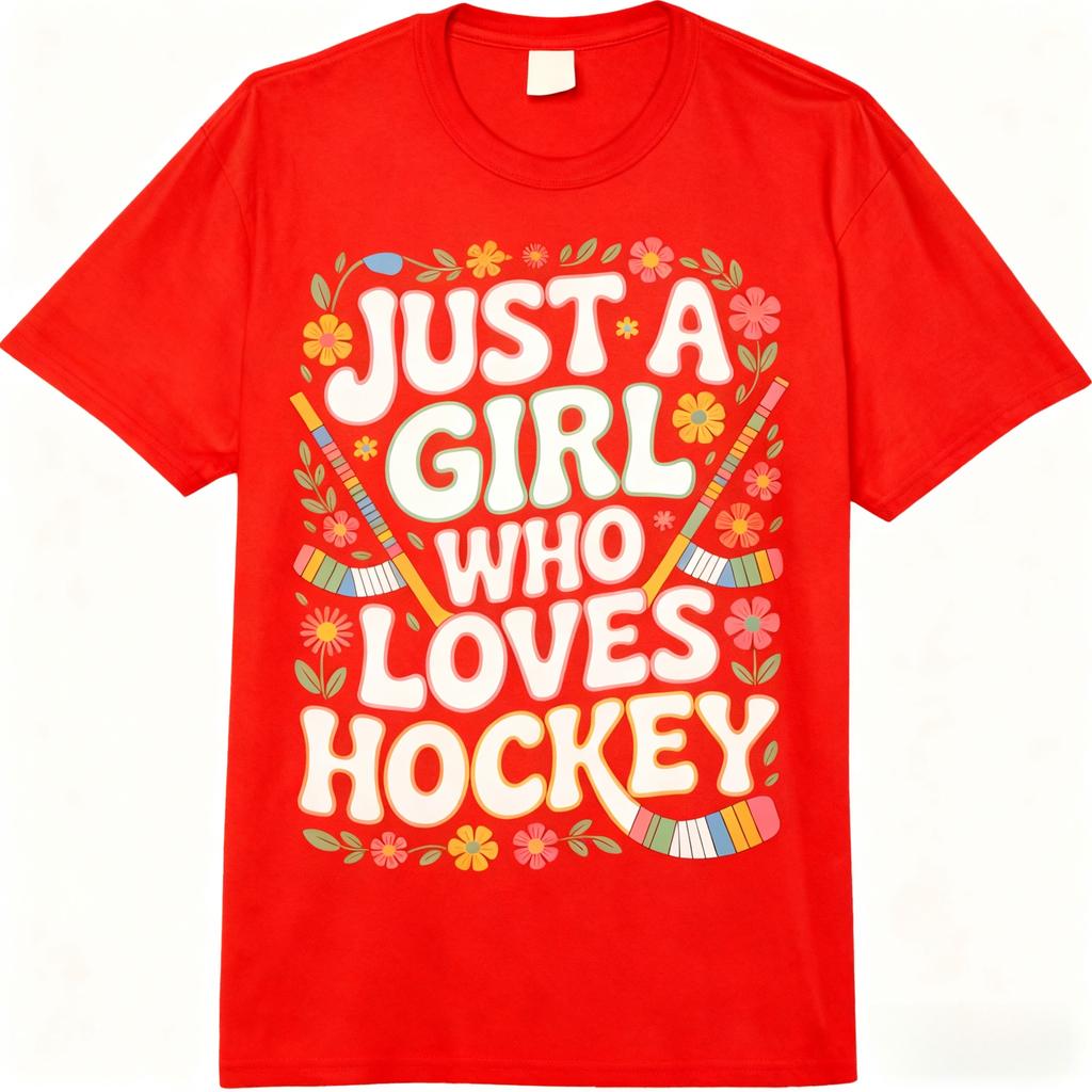 Just A Girl Who Loves Hockey Proud Female Hockey Players Comfort Colors Adult Heavyweight Unisex Fashion Loose Cotton T-Shirt