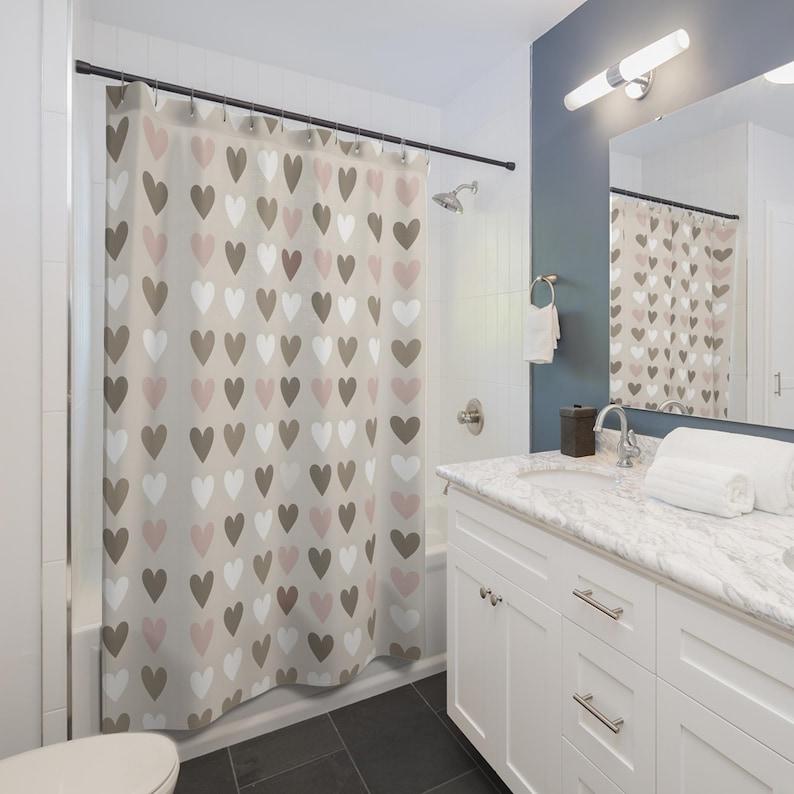 

Heart Shower Curtain - Minimalist Valentine S Day Design | Perfect For Romantic Bathrooms, Includes 12 Hooks W60H190(CM)-1 Pcs