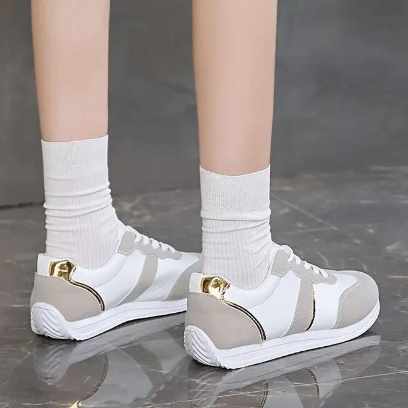 Women's Sport Shoes New Style Crossbody Flat Bottom Running Shoes Lightweight Casual White Sneakers Spring Summer