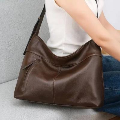Genuine Leather Hobo Bag Women - Large Capacity Soft Leather Shoulder Crossbody Bag with Adjustable Strap for Daily Use