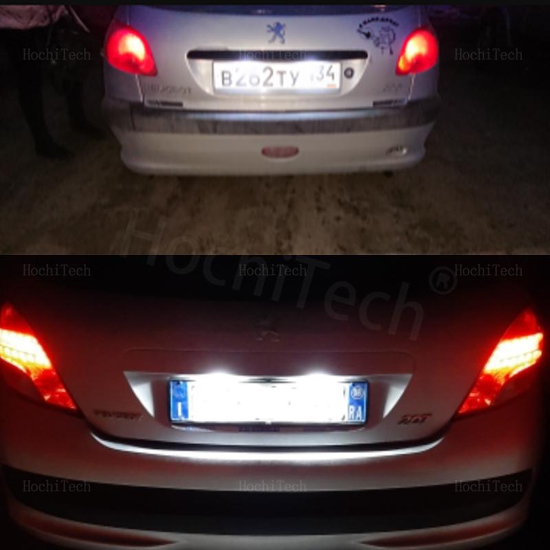 2Pcs License Plate Light For Peugeot 206 207 307 308 407 5008 Partner Citroen C3 C4 C5 LED Light Car Plate Light Lamp Car Lights