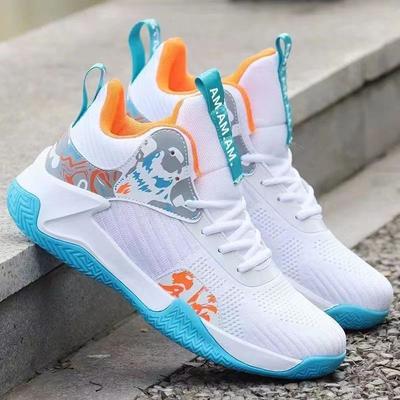 Studentensportschoenen basketbalschoenen jeugd nieuwe ademende fly-woven oppervlak platformsportschoenen medium en hoge top trainingsschoenen heren