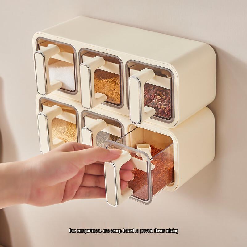 Longshida Wall-Mounted 3-Compartment Seasoning Dispenser