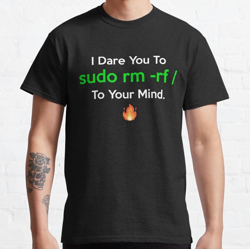 Sudo Rm -rf  GAME OVER Linux Command Geek Nerd Terminal Ubuntu Computer 100% Cotton Clothing Printed Plus Size T-Shirt for Man