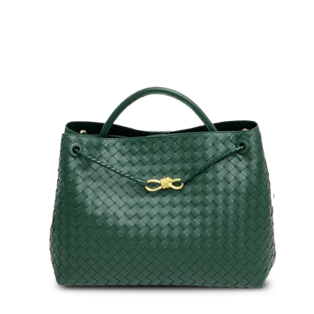 Borsa a tracolla messenger a tracolla portatile in corda intrecciata in pelle da 45 cm con chiusura a nodo a otto, borsa a tracolla da donna alla moda transfrontaliera