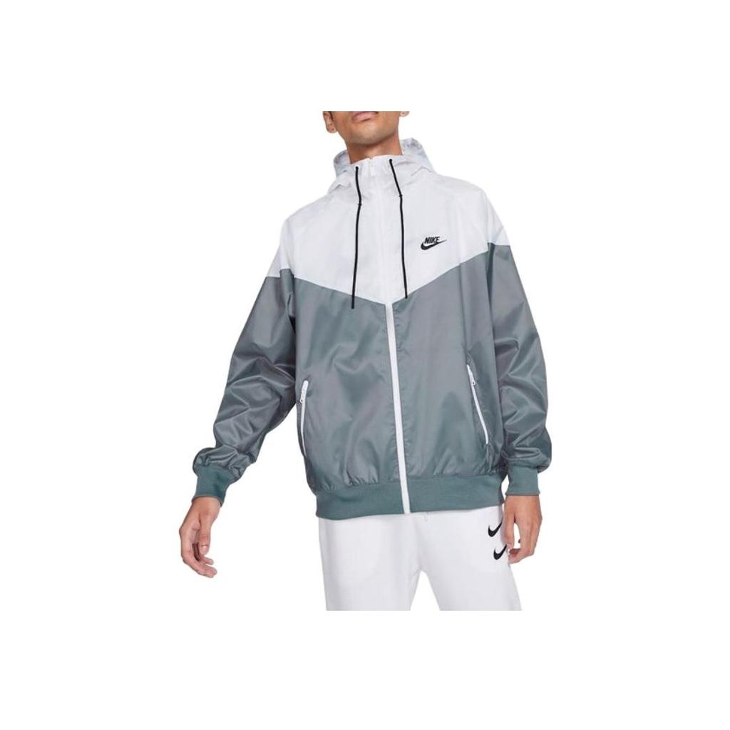 Nike Color Block Sports Hooded Logo Jacket Men Outerwear Green AT5271-084