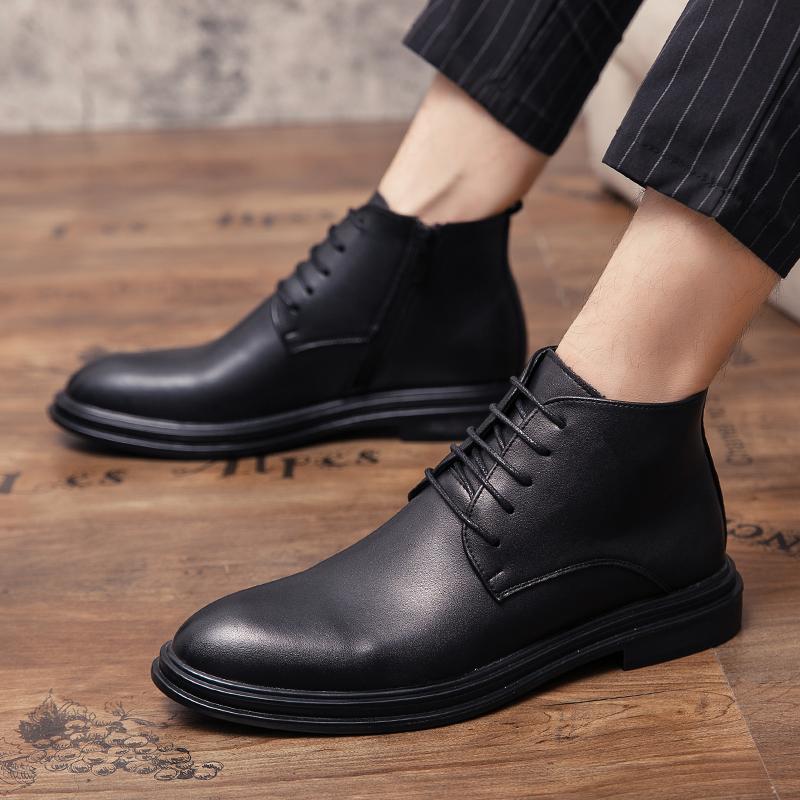 Winter Hot Selling Men's Leather Ankle Boots Lace Up High-end Business Short Boots High-quality New Men's Leather Casual Shoes