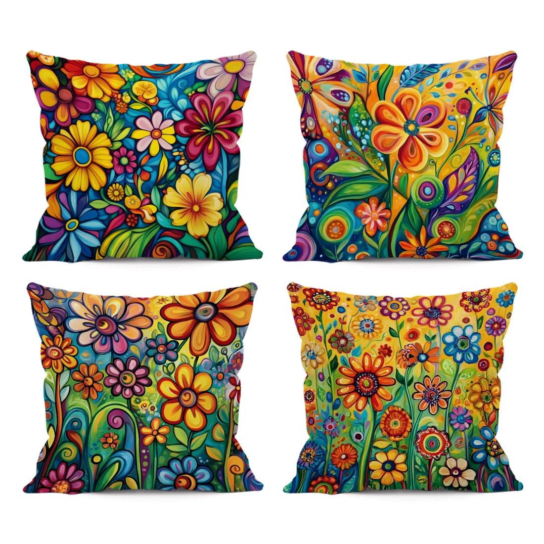 Jmg Clothing Unisex Abstract Flowers Pillowcase Cushions 100% Polyester 45X45cm Throw Pillow Cover Sofa Chair Cushion Cover Pillowslip Home Decor