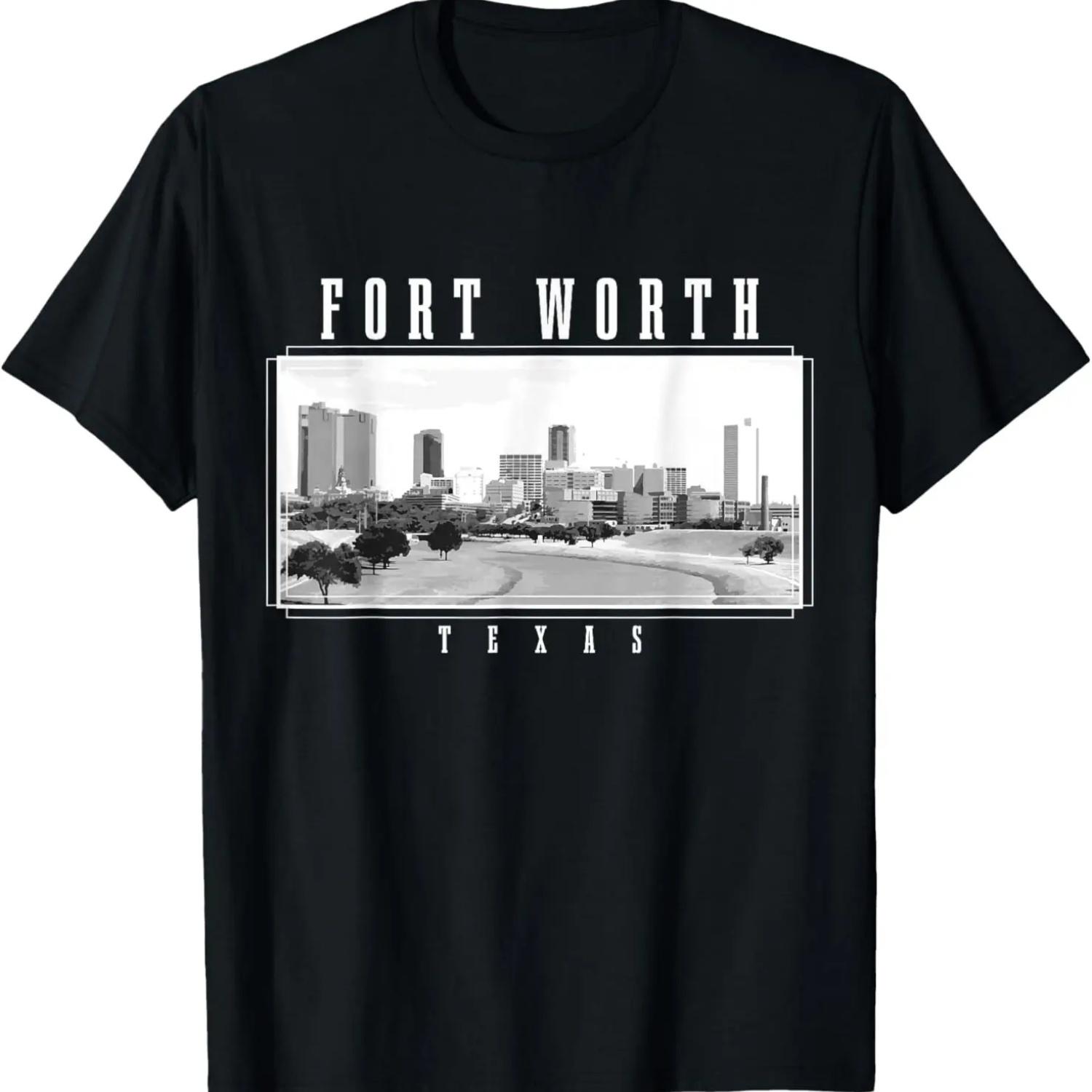 

Fort Worth Texas Vintage Skyline Black & White T-Shirt S чёрный