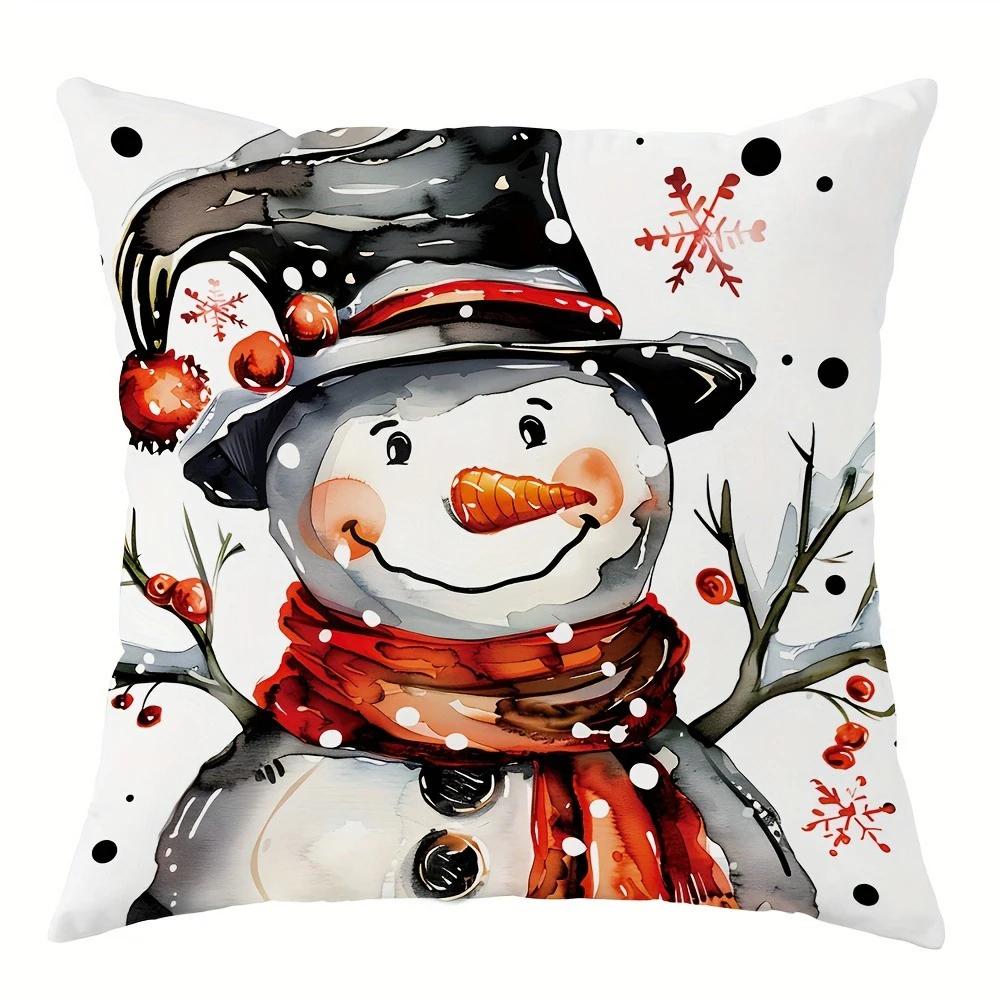 Christmas Day Party Decoration Pillowcase Snowman Ring Bell Christmas Tree Pattern Suitable for Home Room Sofa Cushion Cover