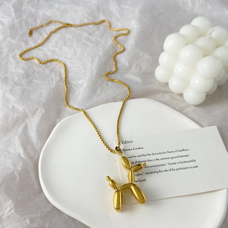 Fashionable And Creative Metal Balloon Dog Pendant Necklace Suitable For Men And Women Fun And Personalized Daily Jewelry Gifts