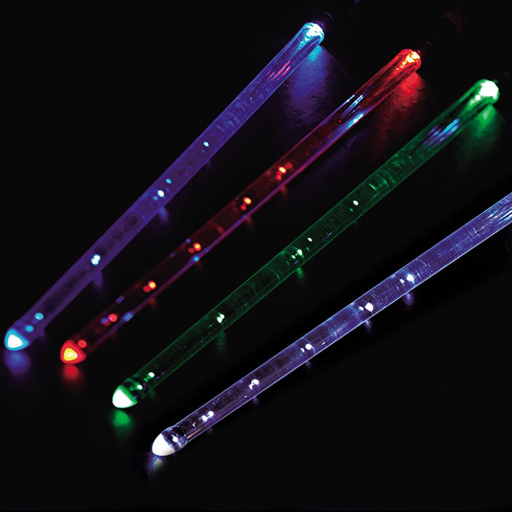 LED Light Up Drumsticks Jazz Drum Sticks 15 Gradient Colorful Lights USB Charging with ON/OFF Switch Percussion Drum Accessories