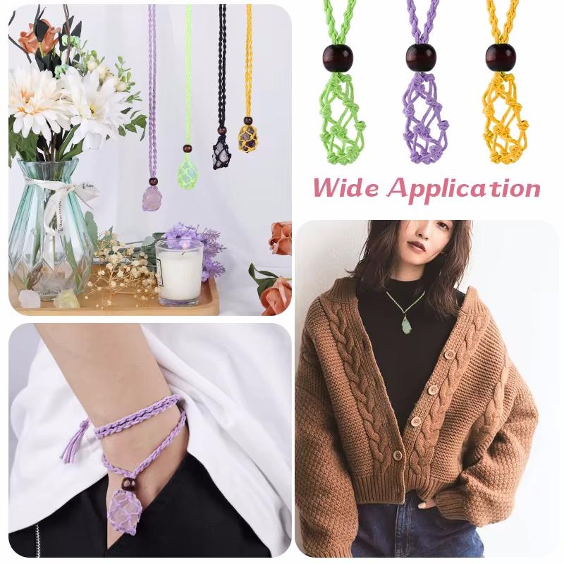 1PCS Crystal Cage Necklace Holder Adjustable Length Empty Stone Pendant Holder Hand-Woven Necklace Cord for DIY Jewelry Making