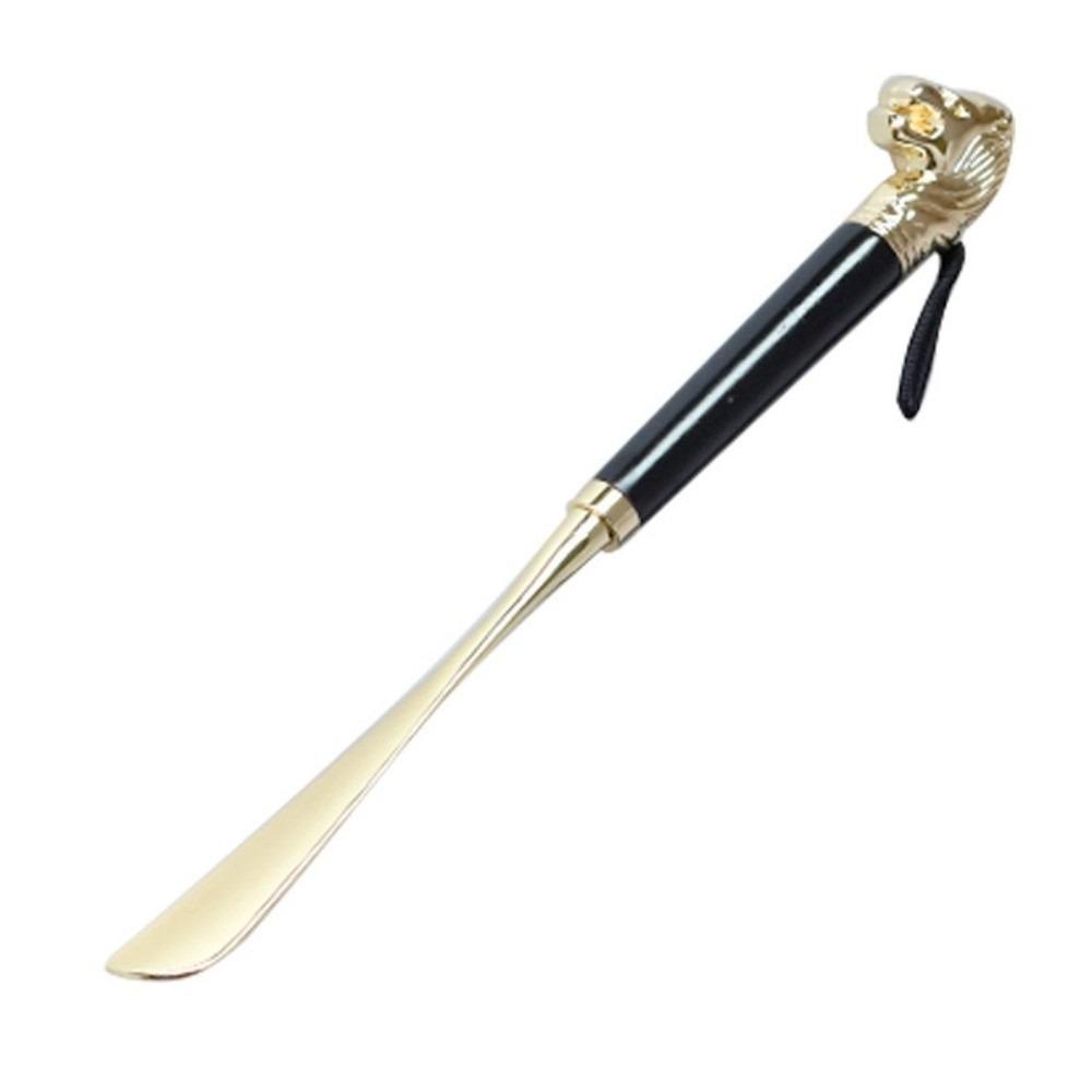 32cm Metal Shoe Horn Long Portable Shoe Lifter Shoe Puller Wood Handle Shoehorn Women Men